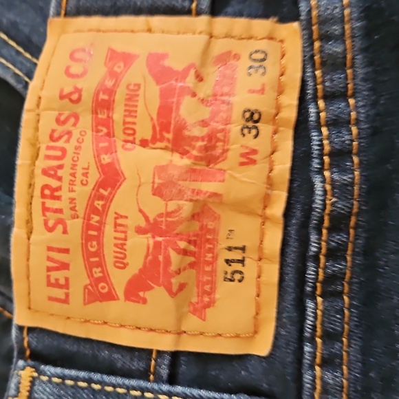 Levi's 511 38x30 Straight Leg Jeans, Dark Blue Wash Denim - Picture 3 of 10